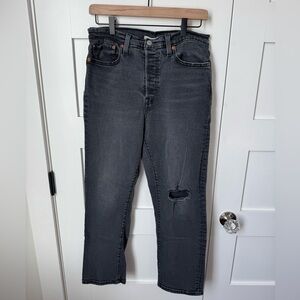 Levi’s Women Wedgie Straight Gray/Black Wash Jeans with button fly size 31